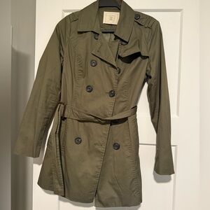 Ci Sono Khaki Double-Breasted Trench Coat